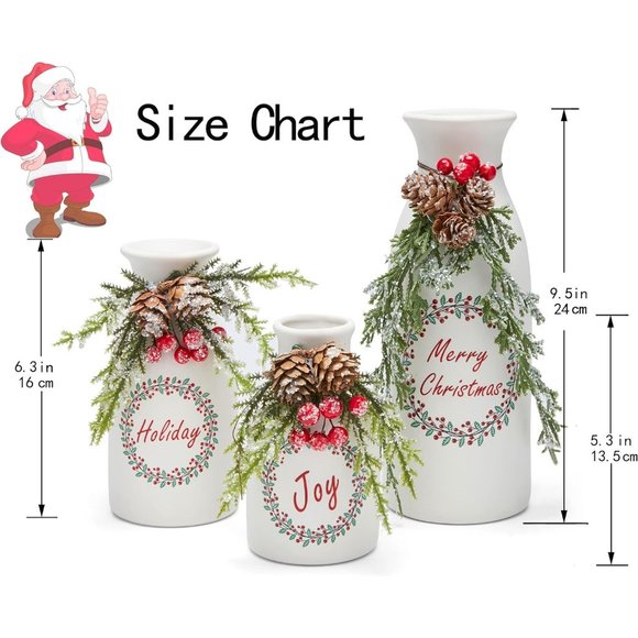 3-Piece White Flocked with Mixed Ceramic Bottles Vase Decorations - Picture 4 of 6